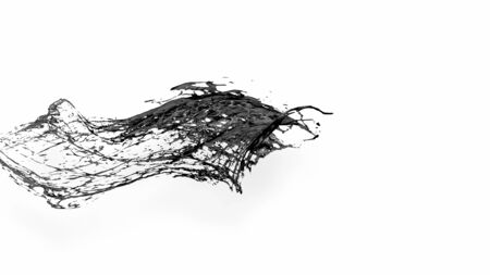 black splash like petroleum is hanging in the air. 3d rendering of liquid splash in cartoon style. 41の写真素材