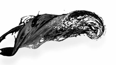 black splash like petroleum is hanging in the air. 3d rendering of liquid splash in cartoon style. 16の写真素材