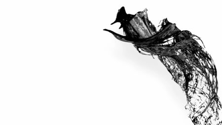 black splash like petroleum is hanging in the air. 3d rendering of liquid splash in cartoon style. 18の写真素材