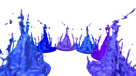 paint flew out of the jar on white background. Simulation of 3d splashes of ink on a musical speaker that play music. beautiful splashes as a bright background. Cool shades 11の写真素材