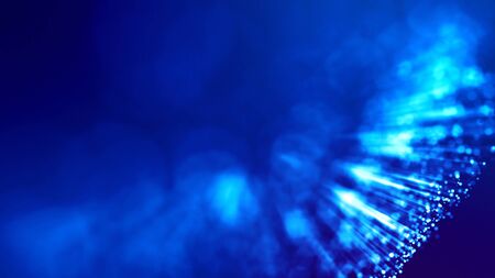 3d rendering of abstract blue background with glowing particles like micro world science fiction...