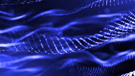 3d rendering of glow particles that fly in air as science fiction of microcosm or macro world or...