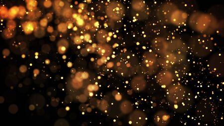 composition of gold particles with a depth of field 3d renderの写真素材