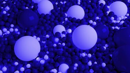 beautiful shiny balls of different colors and sizes completely cover the surface. Some spheres glow....