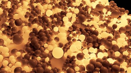 beautiful shiny balls of different colors and sizes completely cover the surface. Some spheres glow....