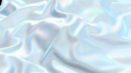 3D render beautiful folds of white silk in full screen, like a beautiful clean fabric background. Simple soft background with smooth folds like waves on a liquid surface. Nacre 93の写真素材