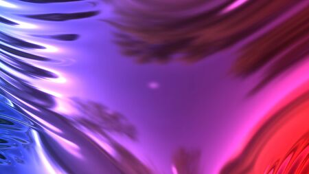 3D render beautiful folds of foil with gradient iridescent blue red color in full screen, as clean...