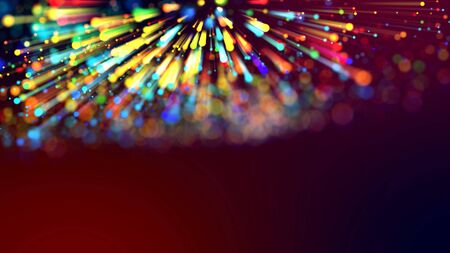3d abstract beautiful background with light rays colorful glowing particles, depth of field, bokeh....