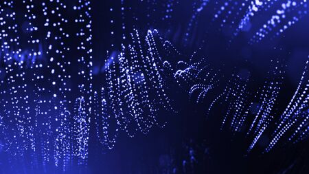 3d rendering of glow particles that fly in air as science fiction of microcosm or macro world or...