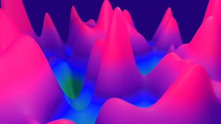 abstract fantastic background with liquid gradient of paint with internal glow forms hills or peaks...