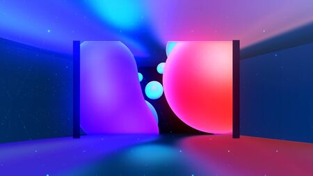 Spheres or balls merge like liquid wax drops or metaballs in-air. Abstract liquid gradient of colors...