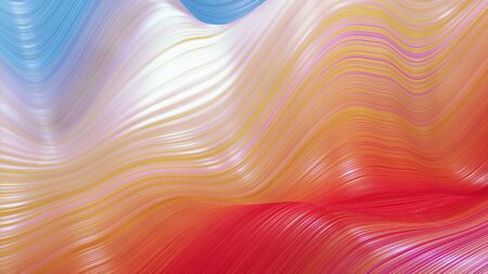 Beautiful abstract background of waves on surface, color gradients, extruded lines as striped fabric...