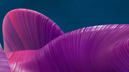 Beautiful abstract background of waves on surface, color gradients, extruded lines as striped fabric surface with folds or waves on liquid.の写真素材