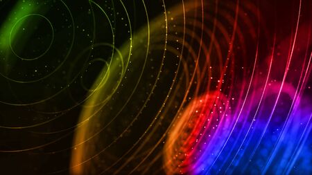 abstract sci-fi background with glow particles form curved lines, surfaces, hologram structures or...
