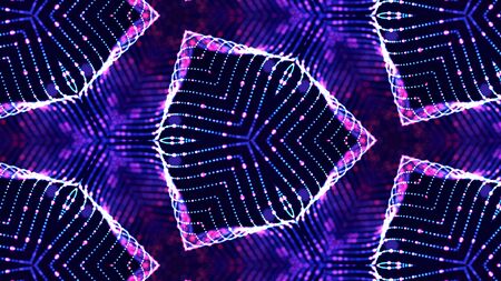 blue color science fiction background with bokeh and light effects. Glow particles form lines,...