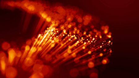 3d rendering of abstract red fiery background with glowing particles like micro world science...