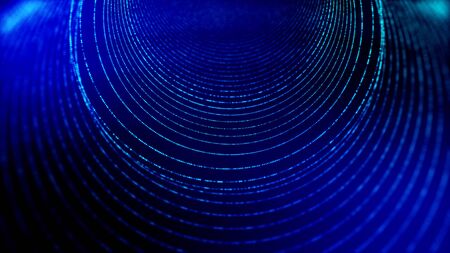abstract blue background of glow particles form lines, surfaces as futuristic structures in...