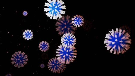 close-up coronavirus type covid-19, h1n1, bird flu or swine flu background. 3d rendering of...
