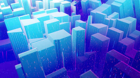 Beautiful abstract 3D background with blue gradient colors, surface with abstract waves or extruded...