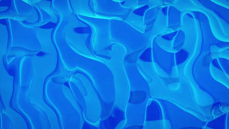 3d rendering abstract fluid background. Beautiful wavy glass surface of blue liquid with pattern,...
