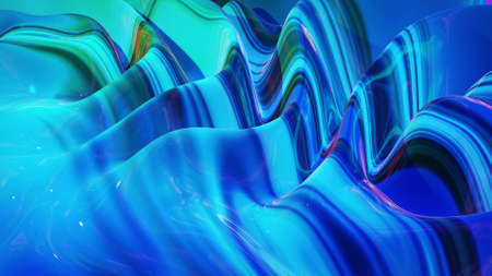 3d rendering abstract fluid background multi color marble style. Beautiful glossy wavy surface of...
