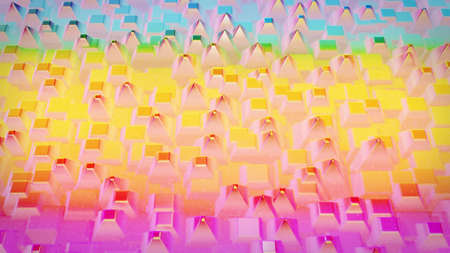 3d rendering abstract background. Beautiful iridescent wavy surface of liquid with pattern, gradient color and flow waves on it.の写真素材