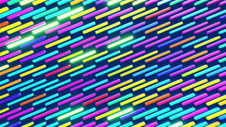 3d render. 3d abstract simple geometric background with multicolor rectangles like light bulbs...