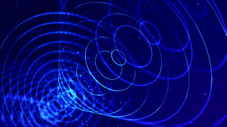 3d render. Abstract sci-fi bg with glow particles form curved lines, surfaces, hologram structures...