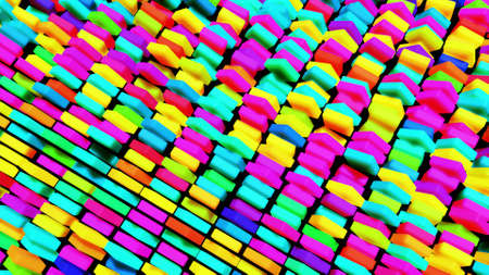 3d render. 3d abstract simple geometric background with multicolor rectangles on plane. Creative...