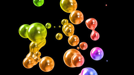 3d rendering. Amasing abstract background of metaballs or glisten bubbles as if glass drops or...