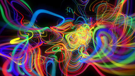 Abstract background glow lines or light streaks. Running lights particles form in 3d space glowing...