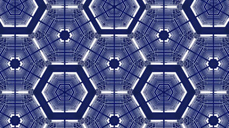 Sci-fi 3d render. Fantastic bg. Abstract white wireframe on blue bg. Ai geometric pattern of lines,...