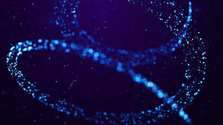 Magical sparkles of light form abstract structures. Blue glow particles with amazing bokeh for...