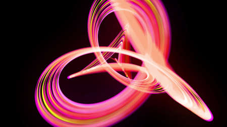 3d render. Light flow bg. Abstract background with light trails, stream of green red yellow neon...