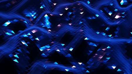 stylish dark abstract low poly background. Abstract waves on glossy metallic surface. Simple...