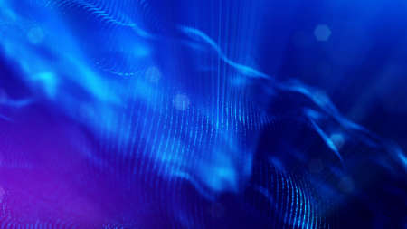 3d rendering background of microworld or sci-fi theme with glowing particles form curved lines, 3d...