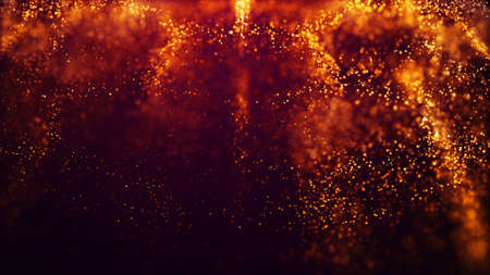 Golden red glow particles flicker and float in viscous liquid with amazing bokeh. Fantastic...