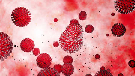3d model of coronovirus like covid-19 on mucous membrane. Microbiological background, 3d render of...