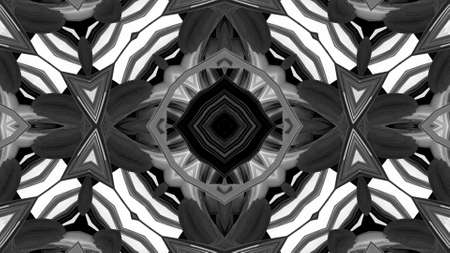 black and white stripes are twisted forming complex symmetrical structures like ornament star pattern or floral kaleidoscopic lines. 3d renderの写真素材