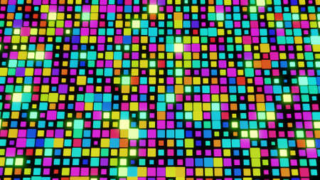 3d render. Simple geometric background with colorful plates on plane flashing like neon lights. Creative colorful background.の写真素材