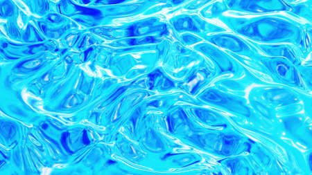 3d render. Liquid pattern like waves. 3D stylish abstract blue bg of wavy surface like brilliant...