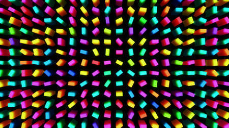 3d render. 3d abstract simple geometric background with multicolor rectangles on plane. Creative simple motion design background with 3d objectsの写真素材