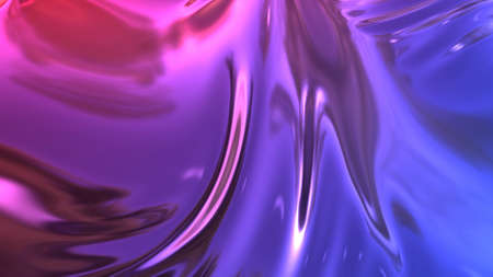 3D render beautiful folds of foil with gradient iridescent blue red color in full screen, as clean...