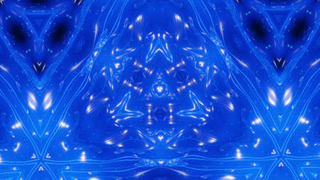 3d render. Abstract symmetric 3D structures, smooth blue color gradients. Kaleidoscope effect with abstract fractal waves. Beautiful abstract background with 3d pattern. DOFの写真素材