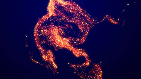 particle background like confetti in oil. 3d render of magic fiery golden sparkles glisten and shine, swirling in viscous liquid, colorful shimmering in the light.の写真素材