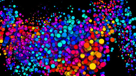 Abstract simple background with beautiful multi-colored circles or balls in flat style like paint bubbles in water. 3d render of particles, colored paper applique. Creative design background 22の写真素材