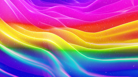 Beautiful abstract 3D surface with extrude or displace waves. Rainbow gradient. Soft matte material...