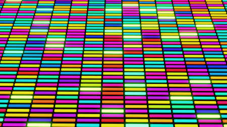 3d render. 3d abstract creative festive background multicolored columns flashing different colors...