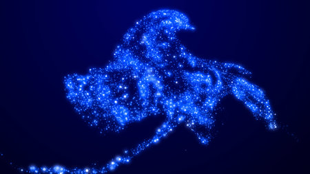 3d render. Blue sparkles glisten and shine, swirling in a viscous liquid shimmering in light....