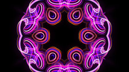 3d render. Abstract laser show. Abstract bg with pattern of glow blue red lines. Pattern like...